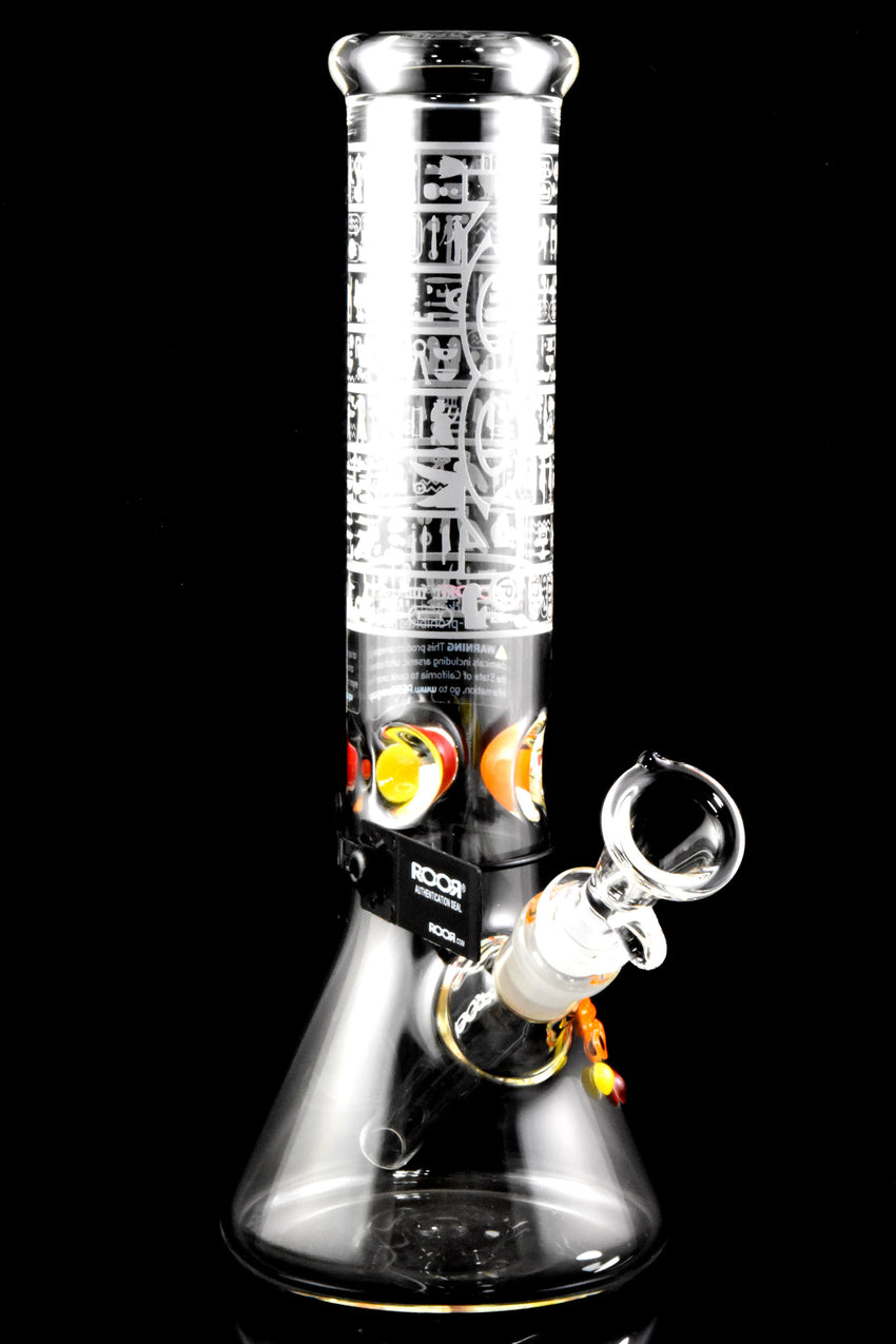 RooR 12" Frosted GoG Beaker Water Pipe with Multicolor Ice Pinch - WP2927