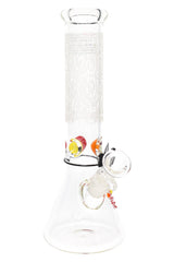 RooR 12" Frosted GoG Beaker Water Pipe with Multicolor Ice Pinch - WP2927