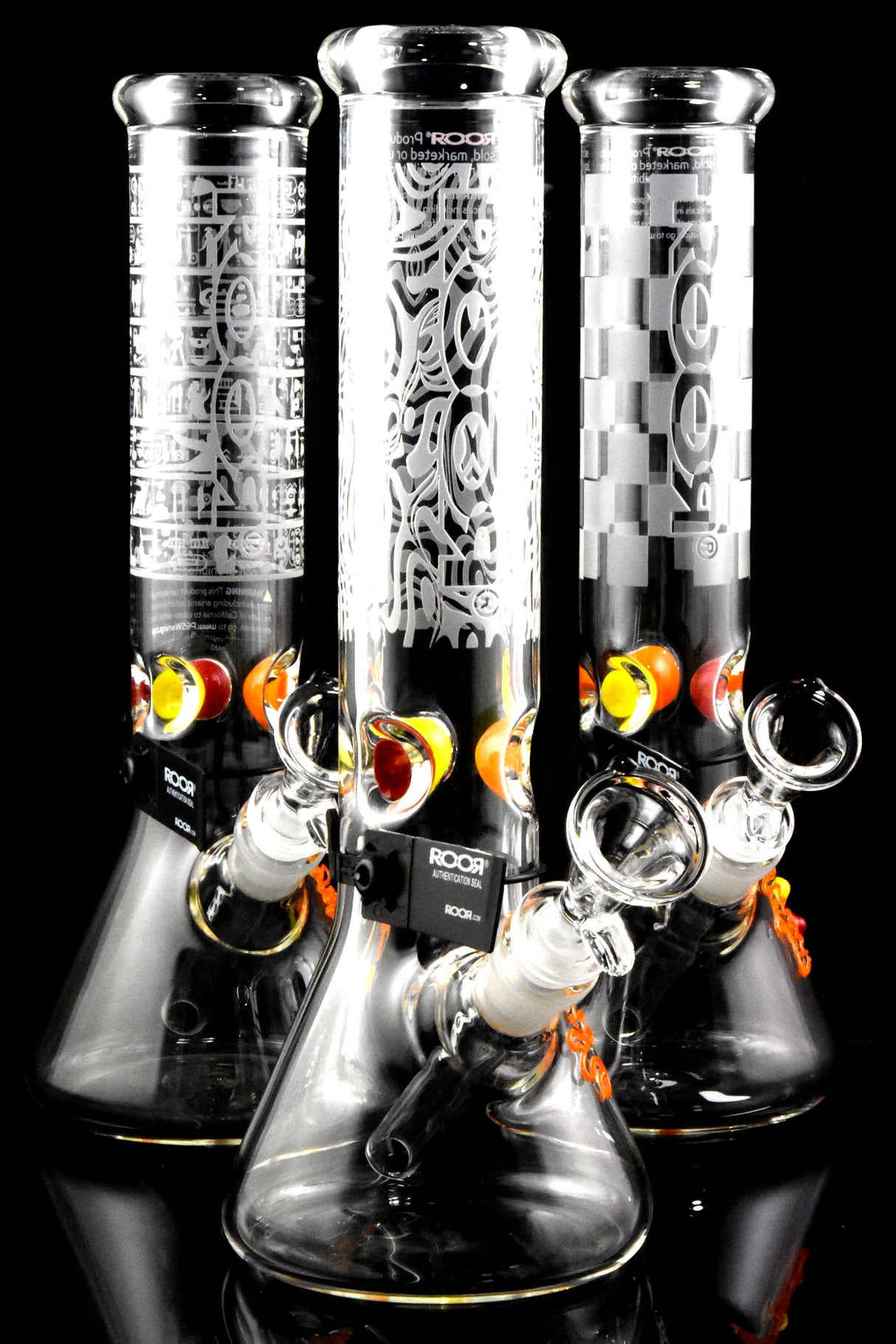 RooR 12" Frosted GoG Beaker Water Pipe with Multicolor Ice Pinch - WP2927