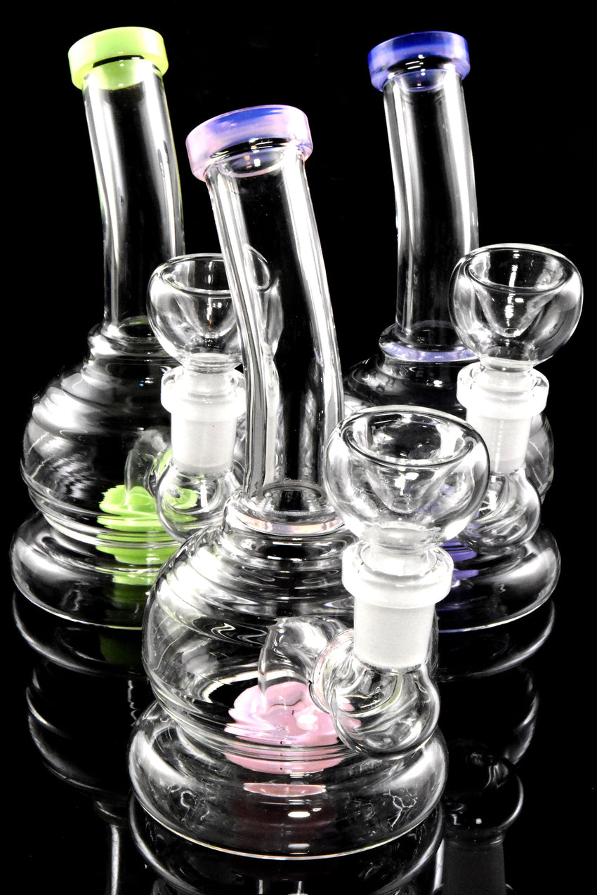 Small Round Neon GoG Water Pipe with Showerhead Perc - WP2958