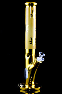 Large Metallic Leaf Glass on Glass Straight Shooter Water Pipe - WP2966