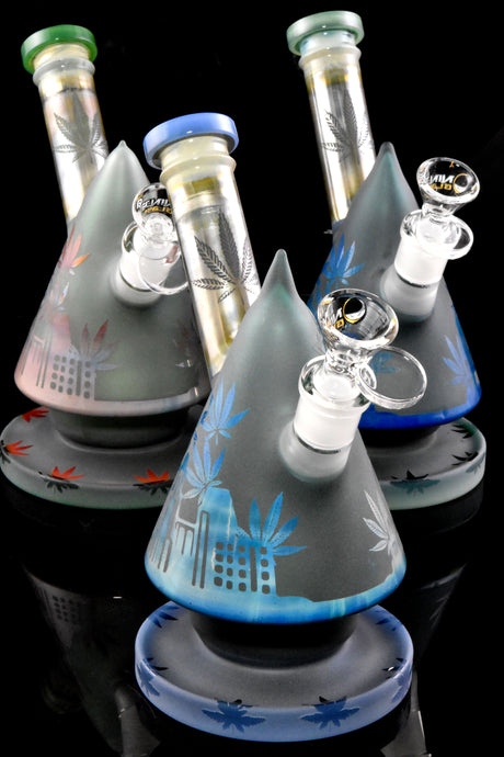 7" Small Stemless Frosted GoG Cone Water Pipe with Showerhead Perc - WP2970