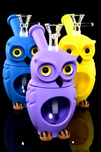 Colorful Silicone/Glass Owl Water Pipe - WP2983