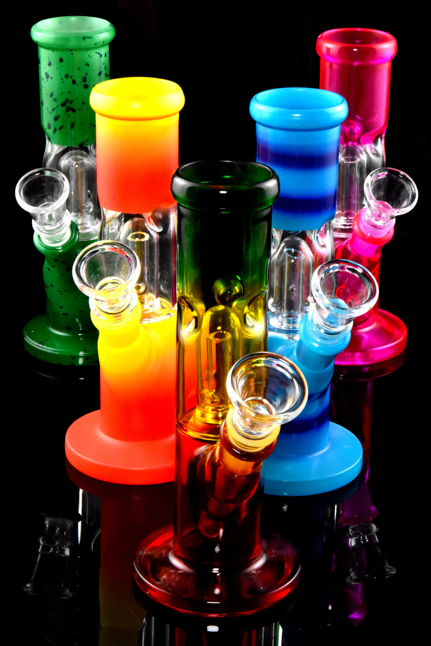 Mini Painted Glass on Glass Straight Shooter Water Pipe with Dome Perc - WP2984
