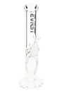 Clear EVRST 12 inch 9 mm thick glass straight shooter bong with ice pinch, 18.8 mm GoG joint and flat base on white background