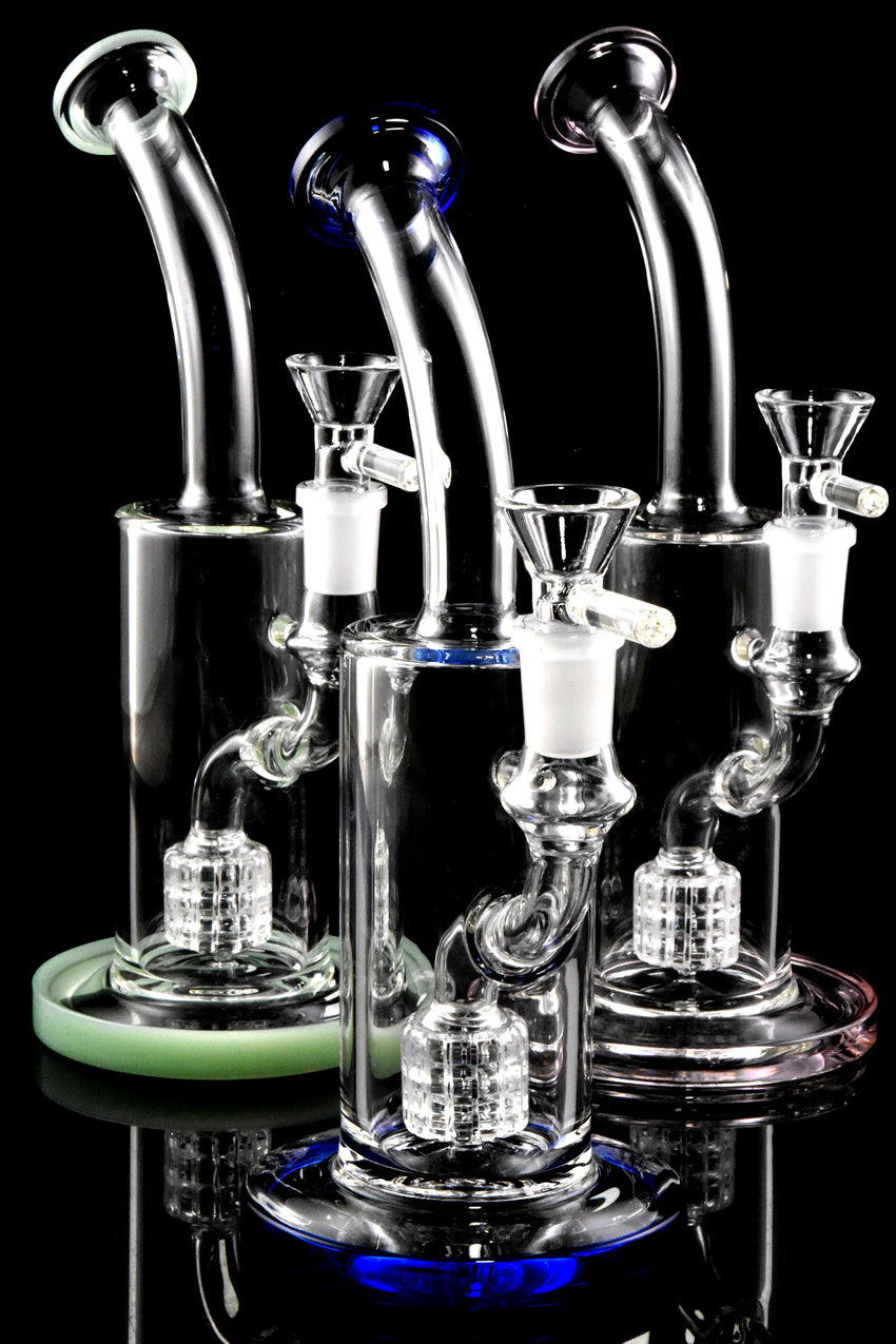 Small Glass on Glass Straight Shooter Water Pipe with Matrix Perc - WP2998