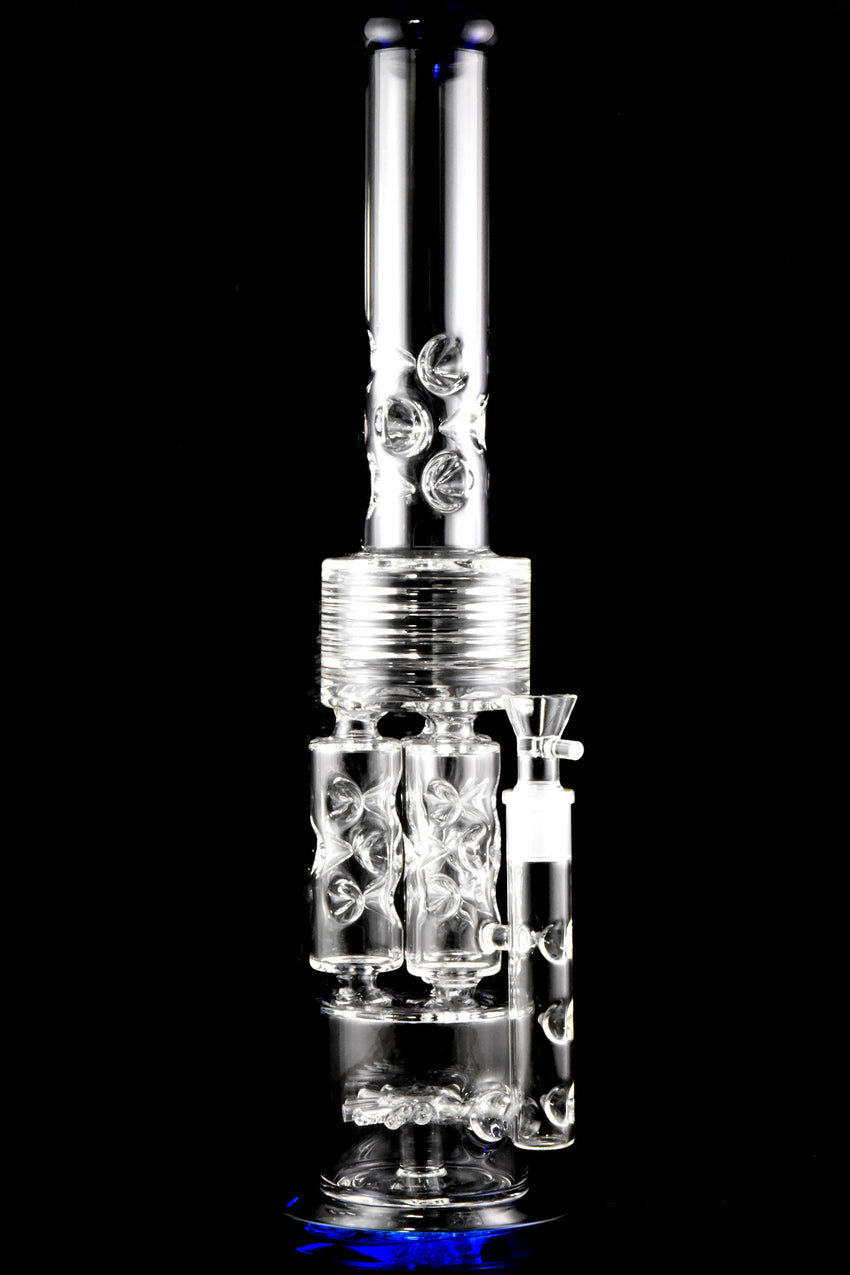 Large Thick Stemless Glass on Glass Straight Shooter Recycler Water Pipe with Sprinkler Perc - WP3014