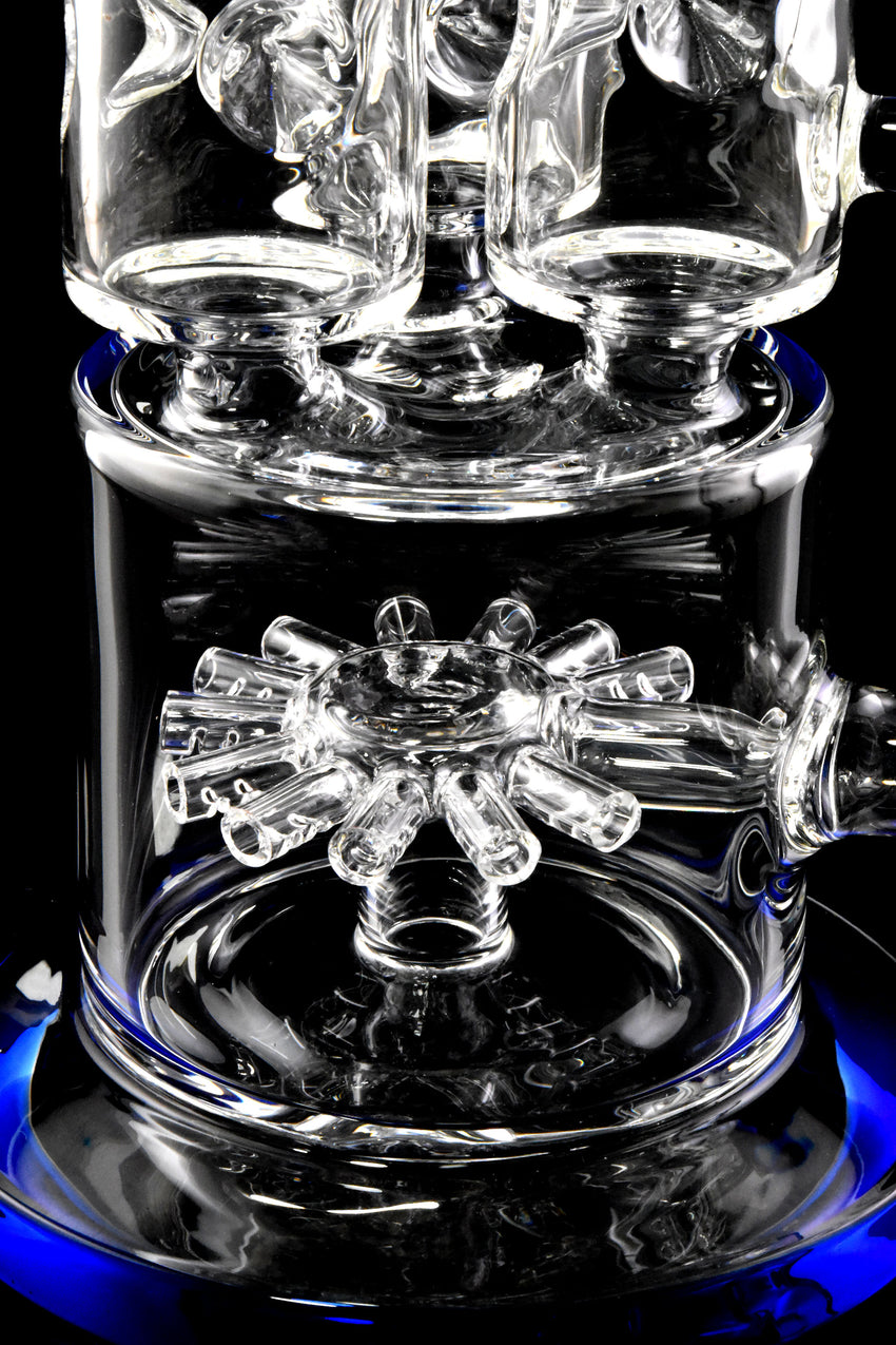 Large Thick Stemless Glass on Glass Straight Shooter Recycler Water Pipe with Sprinkler Perc - WP3014