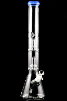 Large Glass on Glass Double Dome Showerhead Perc Beaker Water Pipe - WP3017