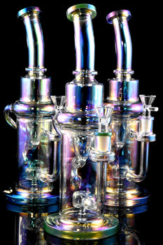 Medium Metallic GoG Stemless Recycler Water Pipe with Showerhead Perc - WP3019