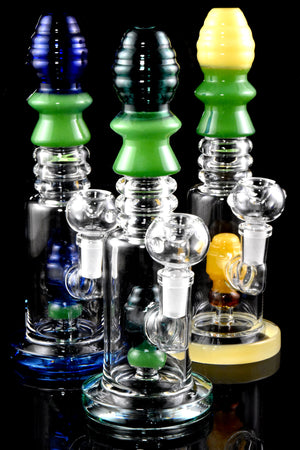 Small Multicolor Stemless Ridged GoG Water Pipe with Perc - WP3020
