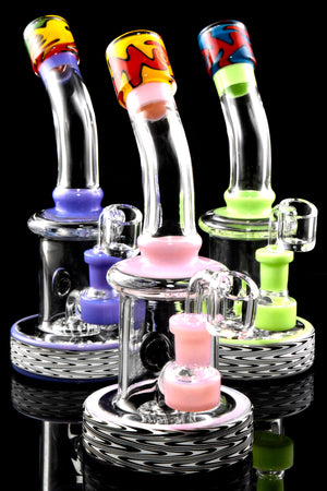 Small Neon Reverse GoG Stemless Dab Rig with Showerhead Perc - WP3036
