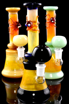Small Gold Fumed Glass on Glass Critter Beaker Water Pipe - WP3037