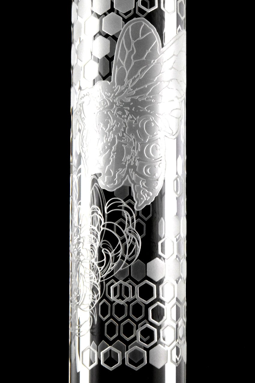 Large Frosted Glass on Glass Design Beaker Water Pipe - WP3044
