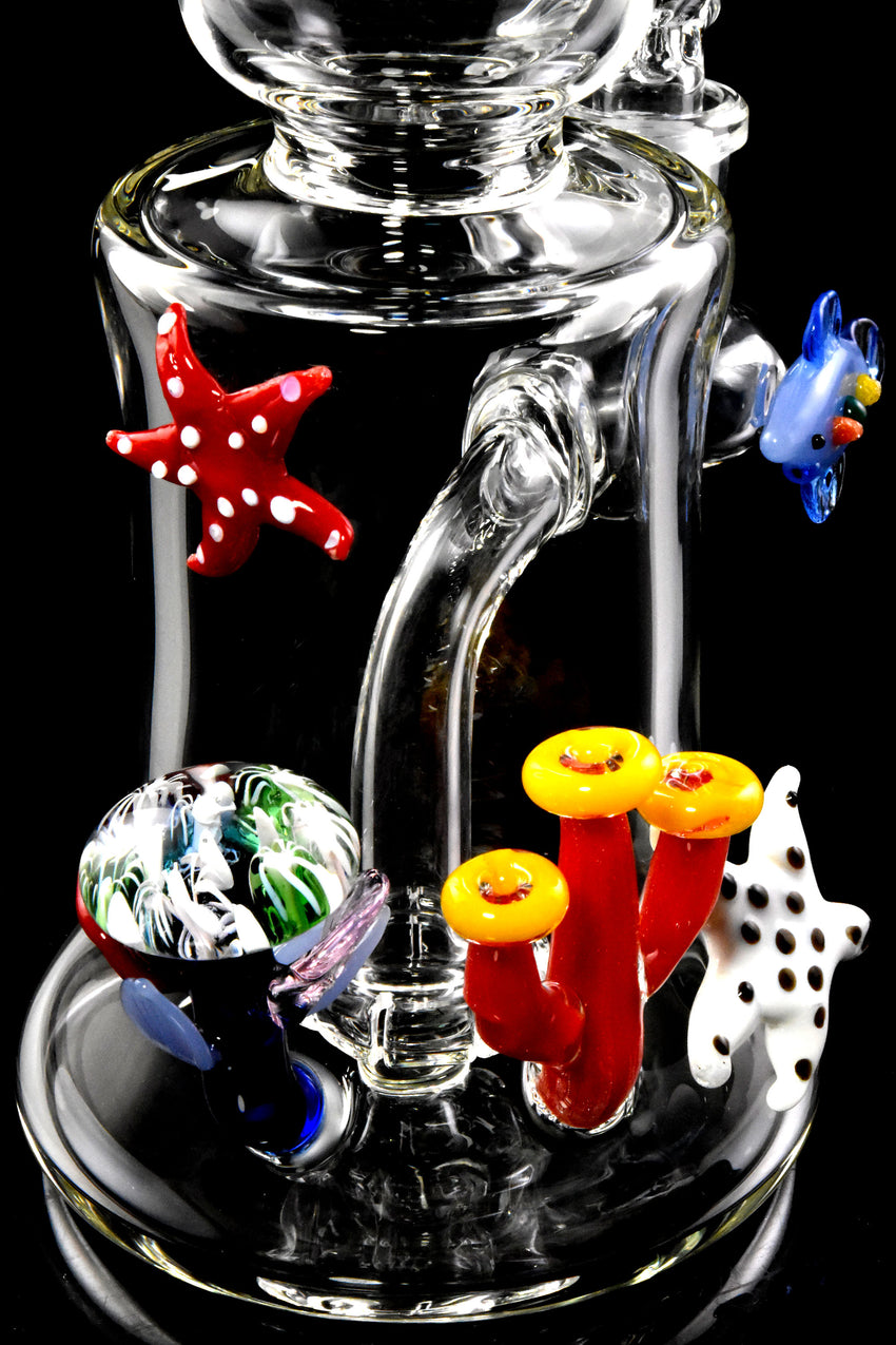 Small Sea Themed Glass Water Pipe with Showerhead Perc - WP3048