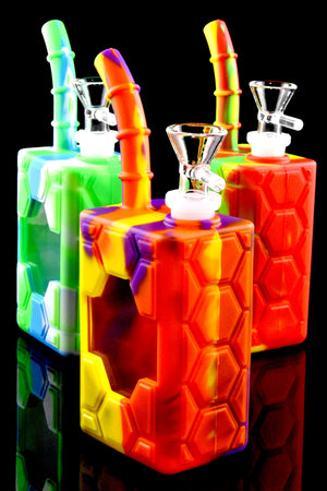 Small Multicolor Silicone/Glass Juicebox Water Pipe - WP3055