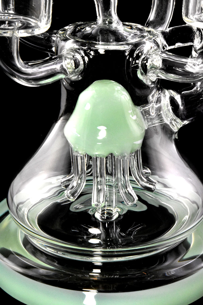 "The Quadzilla" Large Glass on Glass Spiral Recycler Water Pipe with Honeycomb Percs - WP3061