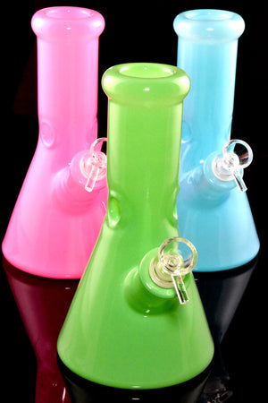 Small 9mm Thick Colored Glass on Glass Beaker Water Pipe - WP3062