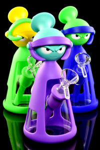 Small Multicolor Character Silicone/Glass Water Pipe - WP3068