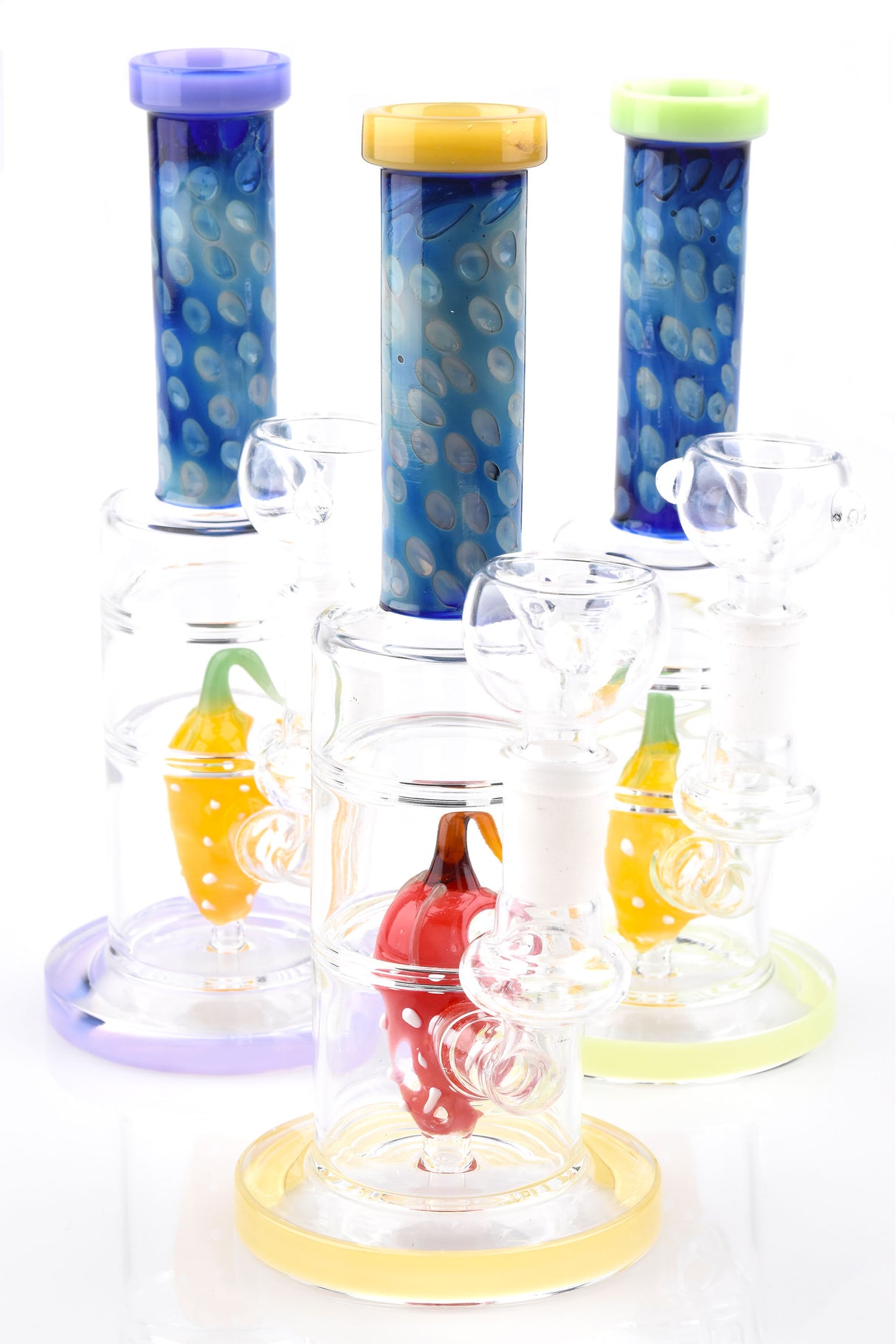 8" Small Stemless GoG Neon Straight Shooter Water Pipe with Fruit Perc - WP3090