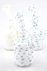 5.5" Mini White Colored Dotted Glass Water Pipe - WP3091