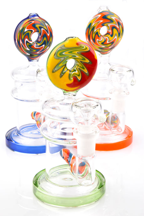 6" Small Multicolor Reverse Donut Stemless GoG Water Pipe with Inline Perc - WP3096