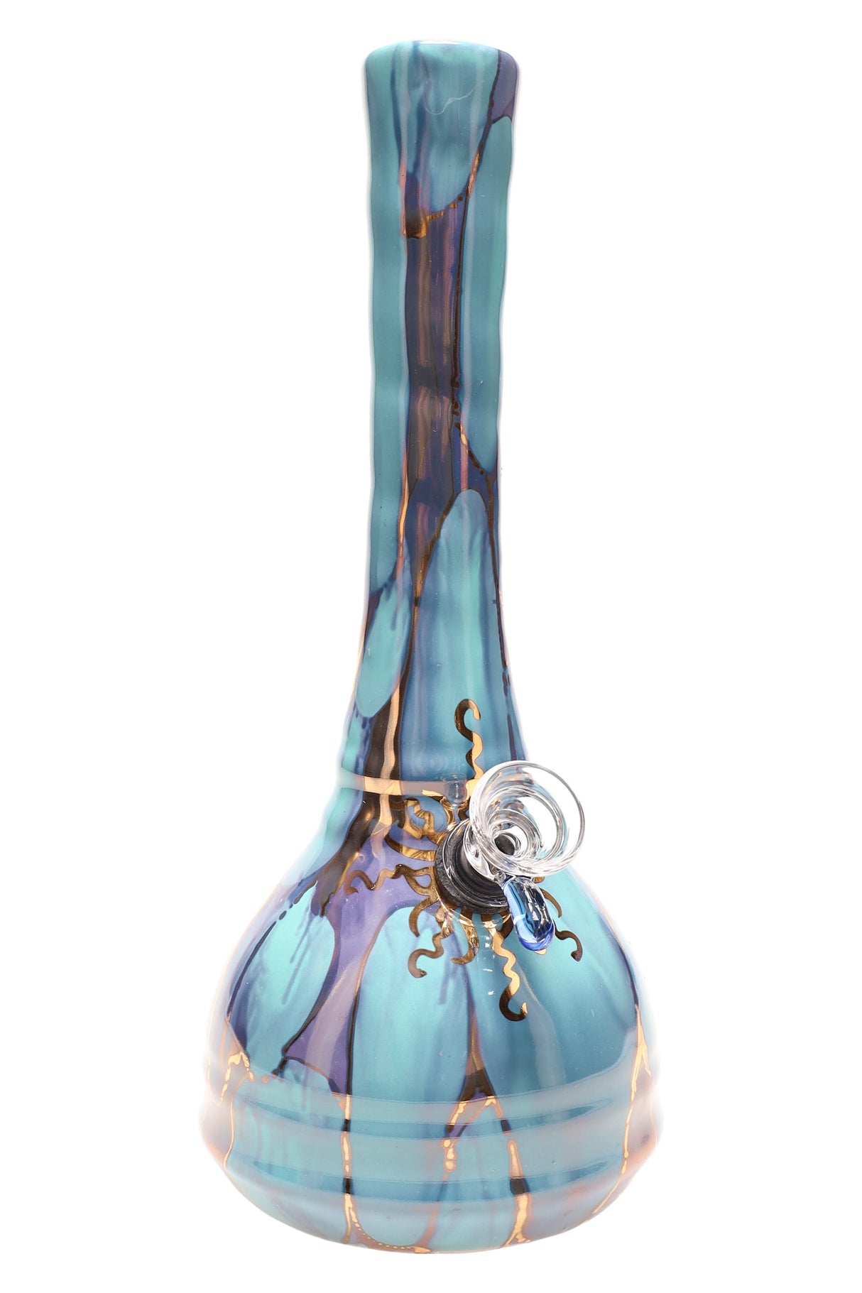 Ancient Creations 9″ Gold Sunburst Ceramic Beaker Bong
