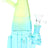 Green-blue gradient rocket ship glass bong with glass herb bowl and skull-accent joint, compact 7½″ design for smooth, space-saving sessions.