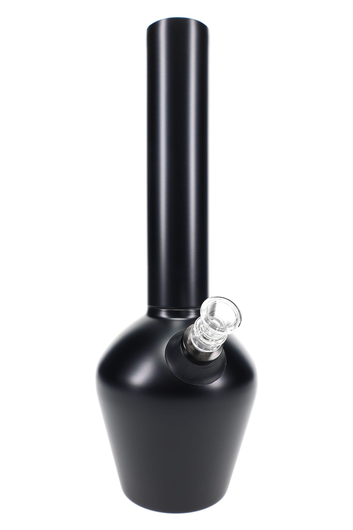 Matte black Chill Mix & Match steel bong, 13″ vacuum-insulated base with ceramic lining and 14 mm joint with clear glass bowl attached.