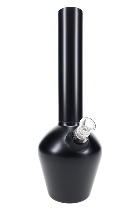 Matte black Chill Mix & Match steel bong, 13″ vacuum-insulated base with ceramic lining and 14 mm joint with clear glass bowl attached.
