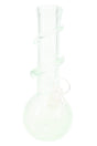 Soft glass round-base bong with clear UV-reactive spiral around the neck; minimalist opal tint; classic bubble body for stable, smooth hits.