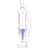 Blue-accent 15″ stemless glass straight shooter bong featuring colored multi-arm perc and wide, stable base.