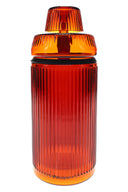 Amber/orange ribbed glass tabletop gravity bong, 8.1″ tall with 14 mm bowl, straight-on studio shot.