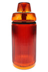 Amber/orange ribbed glass tabletop gravity bong, 8.1″ tall with 14 mm bowl, straight-on studio shot.