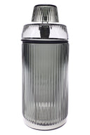 Charcoal gray ribbed glass tabletop gravity bong, 8.1″, straight-on view showing 14 mm connection.