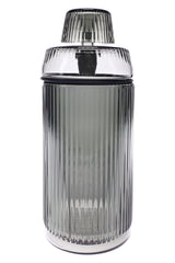 Charcoal gray ribbed glass tabletop gravity bong, 8.1″, straight-on view showing 14 mm connection.