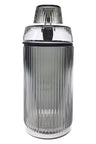 Charcoal gray ribbed glass tabletop gravity bong, 8.1″, straight-on view showing 14 mm connection.