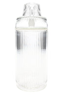 Clear ribbed glass tabletop gravity bong, 8.1″ tall, front view with visible gasket and 14 mm joint.