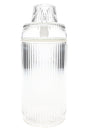 Clear ribbed glass tabletop gravity bong, 8.1″ tall, front view with visible gasket and 14 mm joint.