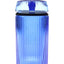 Cobalt blue ribbed glass tabletop gravity bong, 8.1″, head-on shot highlighting gravity chamber.