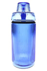Cobalt blue ribbed glass tabletop gravity bong, 8.1″, head-on shot highlighting gravity chamber.