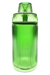Emerald green ribbed glass tabletop gravity bong, 8.1″, straight-on product view with 14 mm slide.