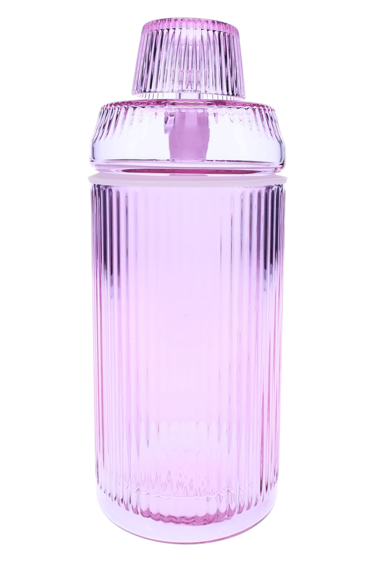 Light purple “Orchid” ribbed glass tabletop gravity bong, 8.1″, front view showing cap and chamber.