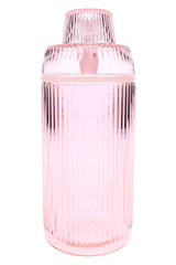 Soft pink “Petal” ribbed glass tabletop gravity bong, 8.1″, front studio shot with 14 mm connection.
