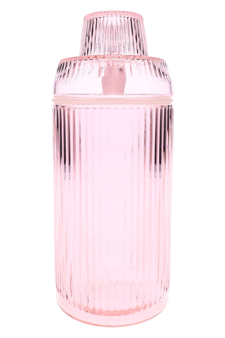 Soft pink “Petal” ribbed glass tabletop gravity bong, 8.1″, front studio shot with 14 mm connection.