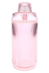 Soft pink “Petal” ribbed glass tabletop gravity bong, 8.1″, front studio shot with 14 mm connection.