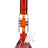 Red silver-fumed 12″ beaker bong with center coil perc and glass bowl, straight neck and beaker base, studio shot on white.