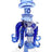 Blue glass squid bong, 8.5″, showerhead perc and included 14.5 mm herb bowl on a wide clear base.