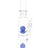 Tall 18″ stemless straight tube bong with dual sphere showerhead percs, glass-on-glass joint, and blue accent mouthpiece and base.
