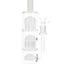 White-accent straight tube water pipe, 13″, featuring three tree percs and a clear glass bowl on a sturdy base.